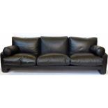 Pair of Cassina black leather sofas, length 250cm.