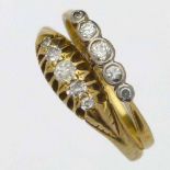 18ct and platinum five stone diamond ring, 1930's; and a Victorian gold five stone diamonf ring,