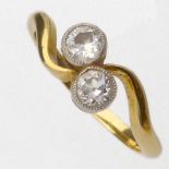 Antique 18ct gold cross over diamond ring, inscribed date 24.4.16, ring size H+, gross weight 2.6g.