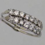 Joined pair of white gold seven-stone diamond eternity rings, ring size P+