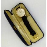 Marvin 9ct gold gentleman's wristwatch, case Edinburgh 1964, No. 35506, white satin dial, bar and