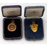 9ct gold champions medal, Flintshire Amateur F'ball League, 1932-3, 4.5g; another 9ct medal Mold