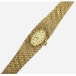 Omega 9ct gold lady's bracelet watch, London 1971, 7115785, oval gilt dial, 17-jewel cal.650