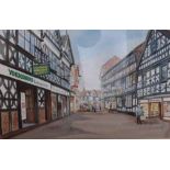 Watercolour of Nantwich, Cheshire by Neville Louuimen, 1997. Condition report: see terms and