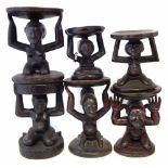 Six Luba and Hemba caryatid stools, the largest measures 30cm high All lots in this Tribal and