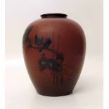 Japanese bronze vase of red lacquered ground, late Meiji - Taisho period. Condition report: see