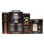 Jack Daniels, three 1 litre bottles, (two in one presentation pack) and a 70cl bottle in tin case