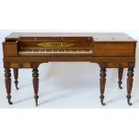 Mahogany square piano by William Stodart, circa 1835, banded in rosewood, length 167cm. Condition