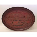 Burmese oval papier mache tray. Condition report: see terms and conditions