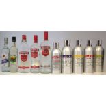 Vodka, to include three bottles of Smirnoff triple distilled, five bottles of Danzka Danish fruit