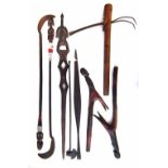 Collection of items, to include two Fang currency weapons, a Cameroon Namji staff, a spear head,