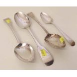 Four silver spoons. Condition report: see terms and conditions