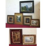 Quantity of assorted paintings and chrystoleums in ornate frames. Condition report: see terms and