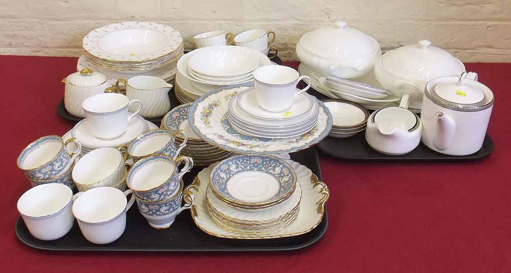 Minton gilt spiral tea service, six Crown Staffordshire cups and saucers and a Royal Doulton tea set