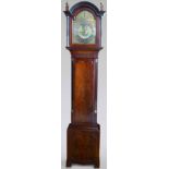 Mahogany longcased clock, the brass break arch dial with silvered chapter ring, strike/silent