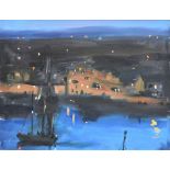 Liam Spencer (1964-), "Whitby at Night", initialled, titled on verso, oil on canvas, 39.5 x 52cm.;