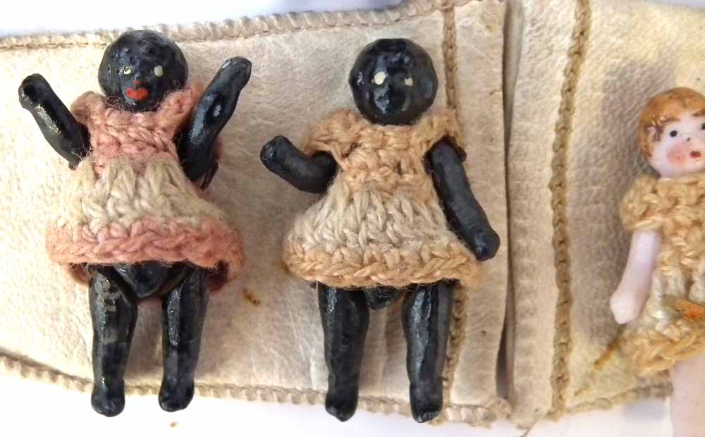 Eight miniature bisque dolls Hertwig or Carl Horn, with jointed legs and arms, also a pair of - Image 6 of 10