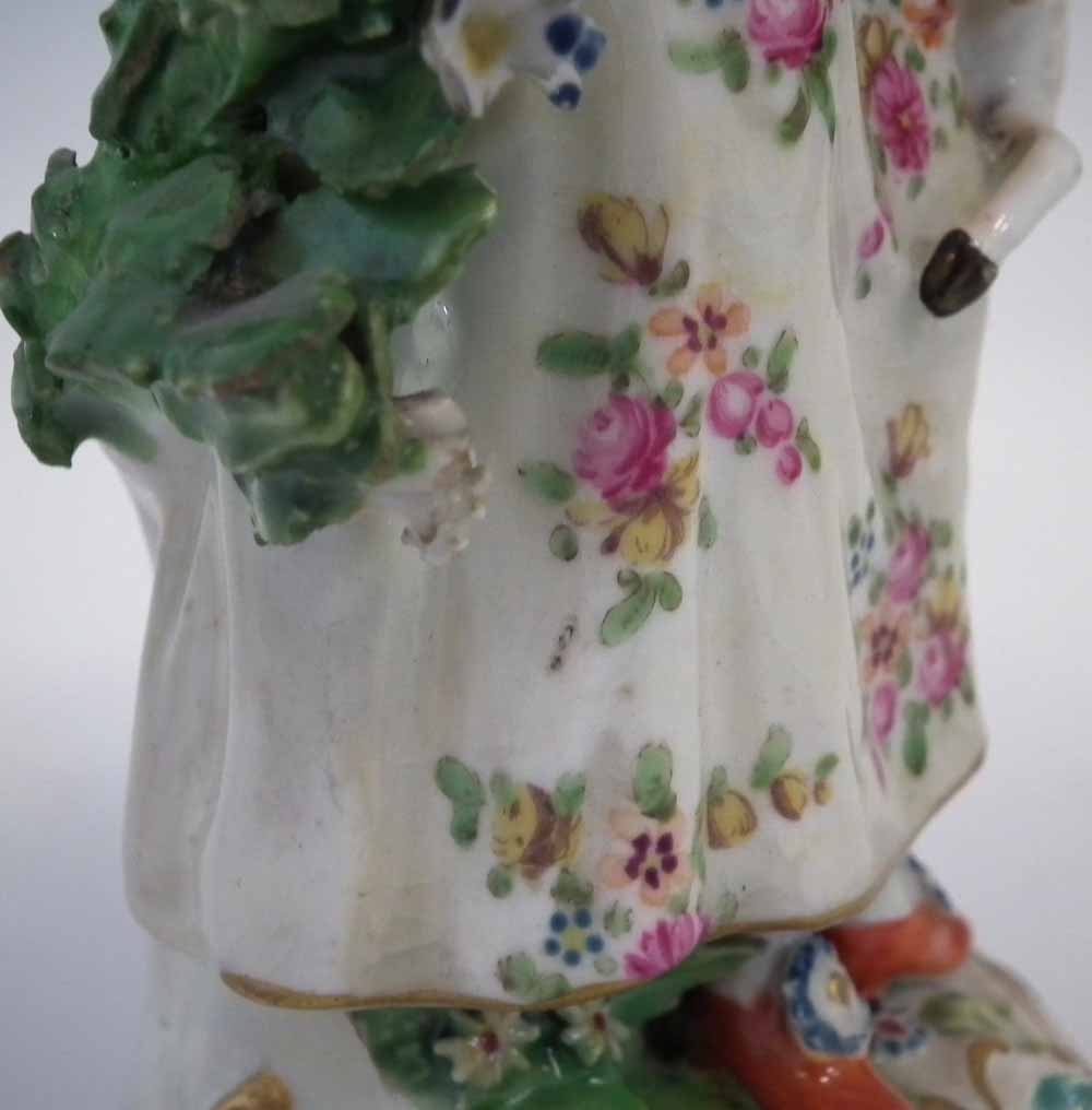 Two Derby figures of ladies circa 1770, modelled standing in front of floral bocages on scrolled - Image 12 of 15