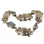 Georg Jensen silver moonlight blossom bracelet, pattern 11, set with moonstones, length 19cm.,