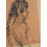 Harold Riley (1934-), "A Salford Girl", signed and dated '64, chalk, 32.5 x 25.5cm.; 12.75 x 10in.