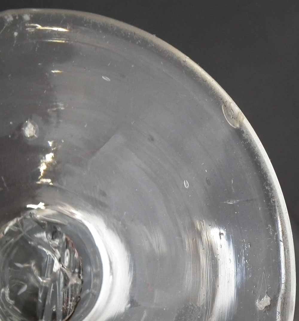 Georgian wine glass circa 1770, with flaring foot, tear drop inclusion stem on slightly raised foot, - Image 6 of 6