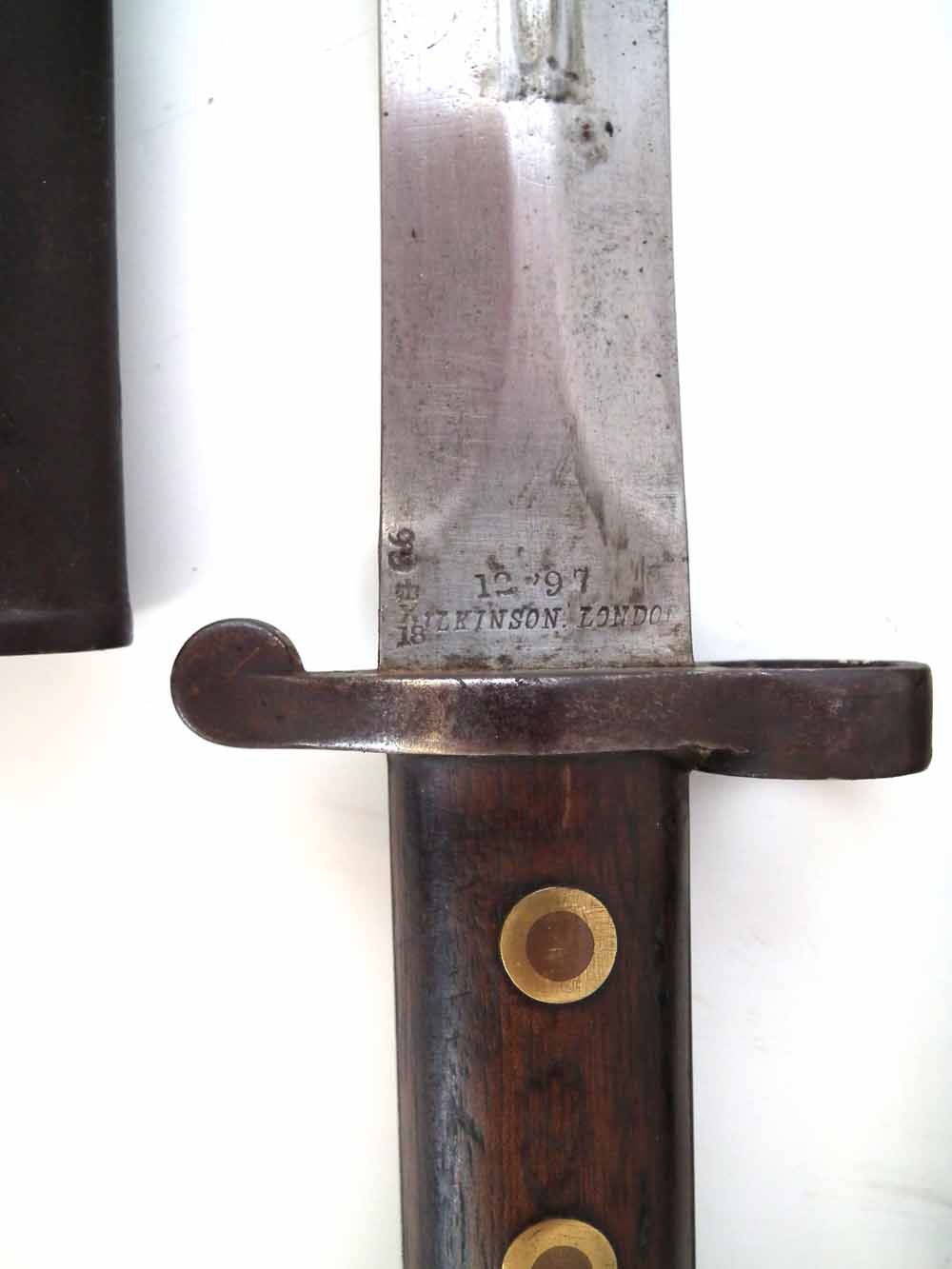 1888 pattern Lee Metford rifle bayonet and scabbard by Wilkinson, dated 12 '97, also a S.M.L.E. - Image 3 of 12