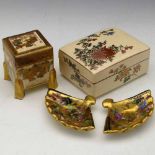 Japanese Satsuma rectangular box and cover painted with sprays of flowers, Taisho period, length