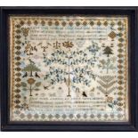 Sampler by "Martha Atkinson, her Samcloth Oct 21, 1800, Condover School" worked with verse, Tree