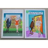 Original saucy postcard artwork by A.J. Williams, 20th century, "Would you like to come in and