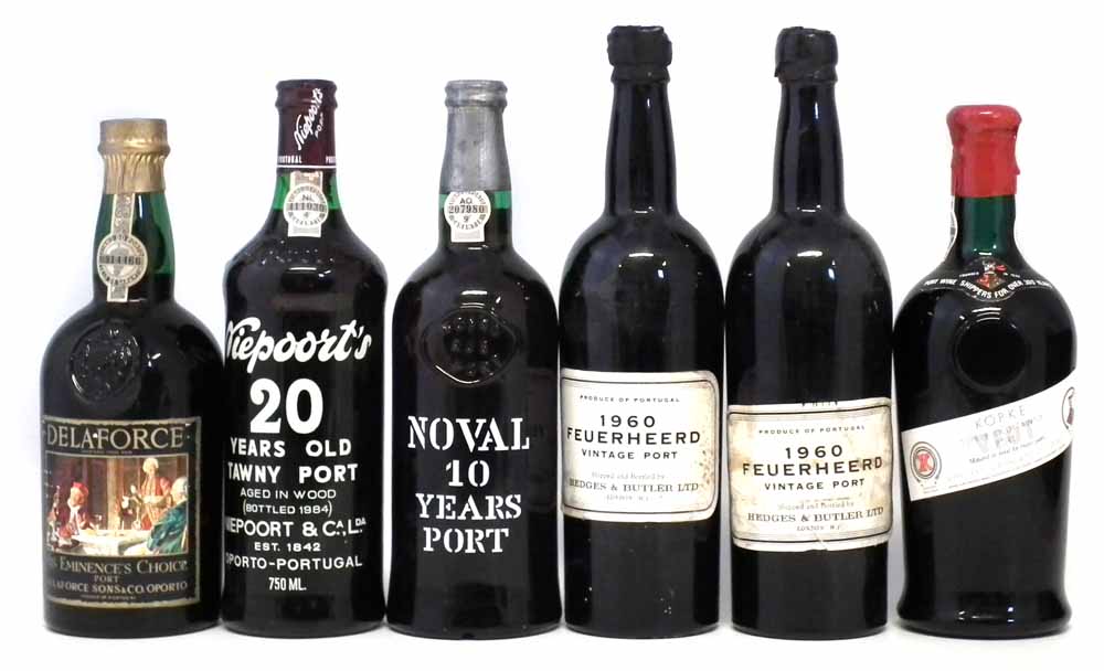 Port: to include Niepoorts Tawny oak aged 1984, Noval 10 years matured bottled in 1982, Kopke