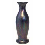 Ruskin vase, decorated with a mottled kingfisher blue glaze, impressed marks to base, 23cm high