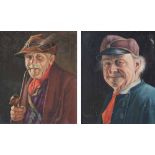 Francis Xavier Wolfle (1887-1972), "The Pipe Smoker" and another similar, each signed, with