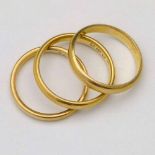 Three 22ct gold wedding rings, 10.3g gross weight
