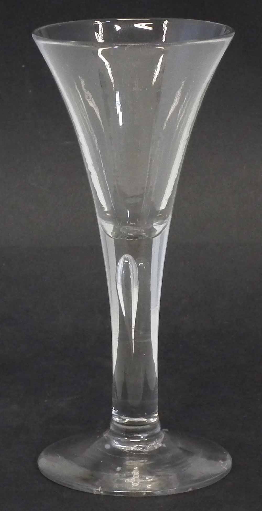 Georgian wine glass circa 1770, with flaring foot, tear drop inclusion stem on slightly raised foot, - Image 2 of 6