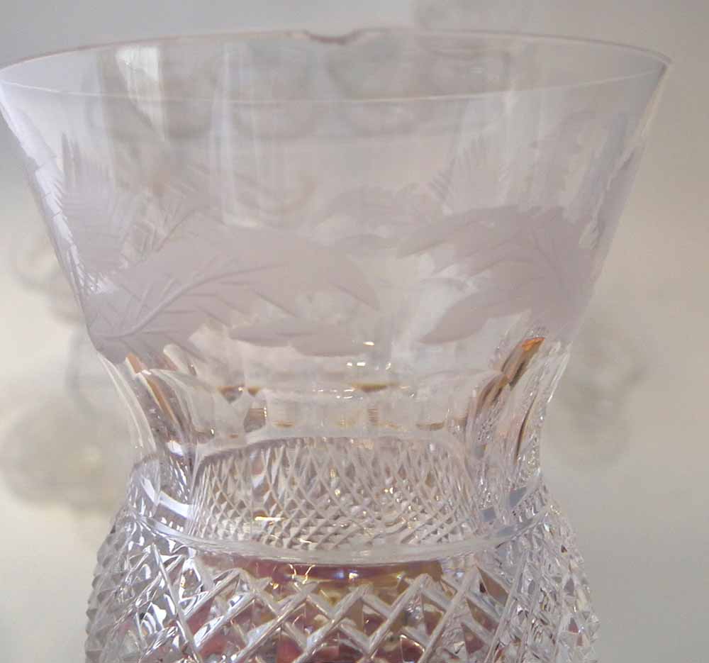 Collection of Edinburgh Crystal thistle pattern glass, to include six tumblers, six sherry glasses - Image 6 of 6