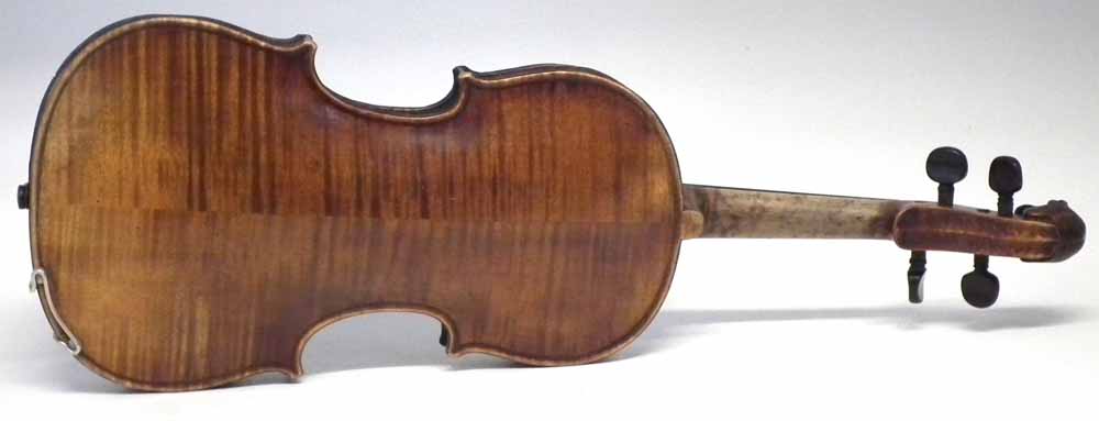 German violin with lion head scroll, two piece back and Birdseye maple neck, together with case - Image 3 of 16