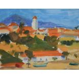 Liam Spencer (1964-), "Church from the Beach, Nerja", titled on gallery label - 'Tib Lane Gallery,