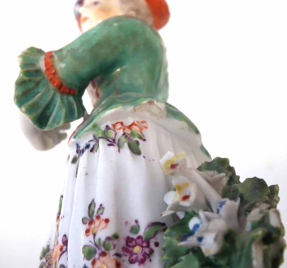 Two Derby figures of ladies circa 1770, modelled standing in front of floral bocages on scrolled - Image 6 of 15