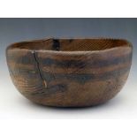 18th century elm bowl, diameter 39cm.