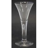 Georgian wine glass circa 1770, with flaring foot, tear drop inclusion stem on slightly raised foot,