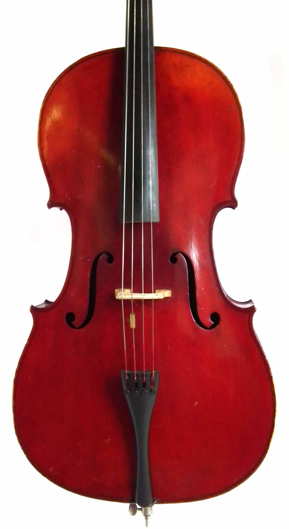 J.T.L. Cello, with two piece back, red brown varnish together with unmarked bow and Hiscox hard