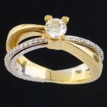 Yellow and white gold combined fancy solitaire diamond and revolving eternity ring, ring size L+,