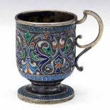 Russian 88 zol. silver and cloisonné enamel cup, Moscow, assay master Vasily Aleksandrovich