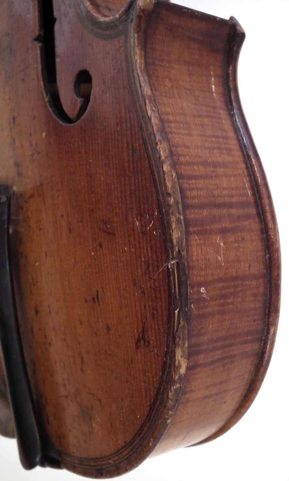 Violin in the style of Gaspar da Salo, with one piece tightly flamed back, double line purfling, - Image 8 of 17