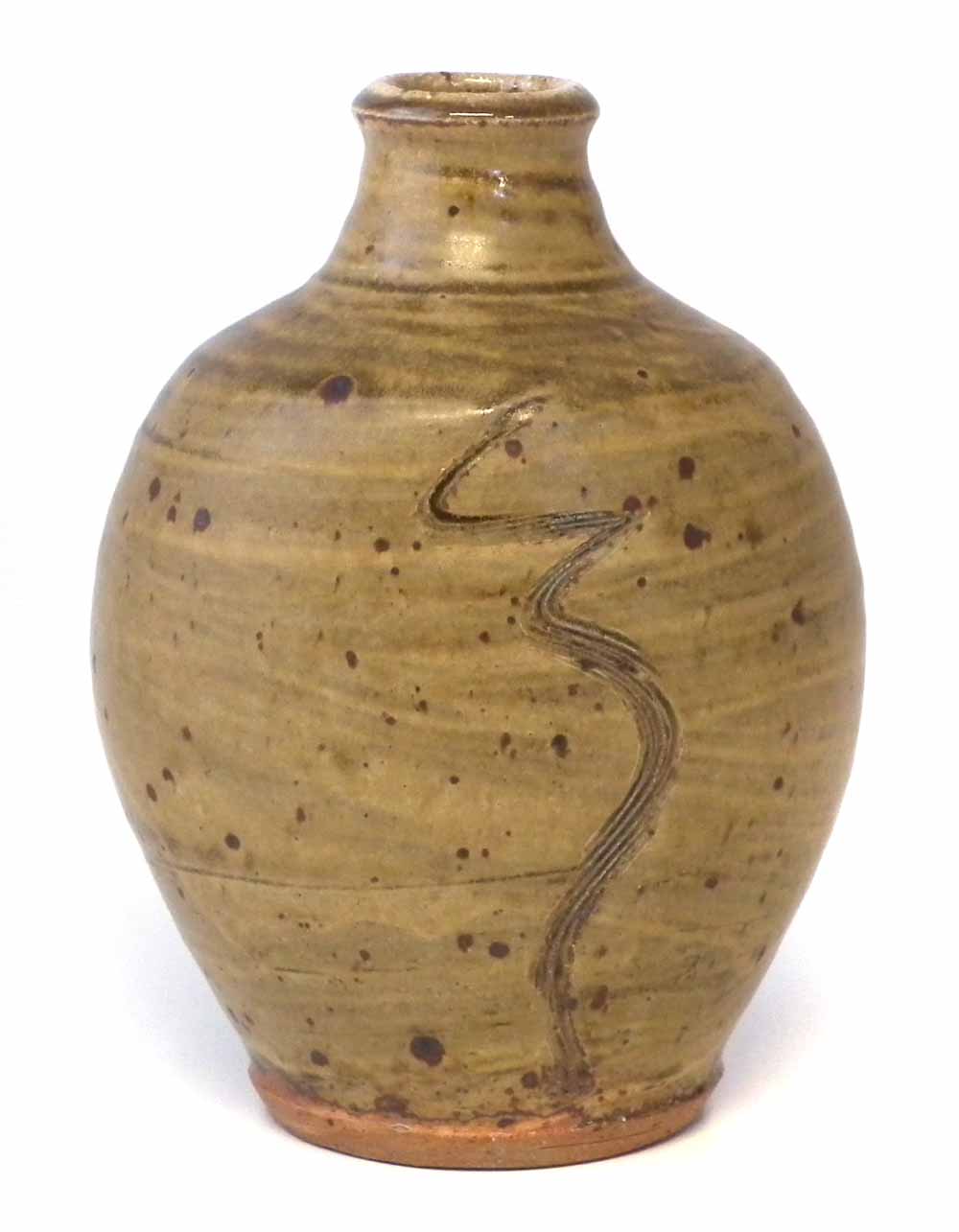 Phil Rogers (b.1951) vase, with incised wavy line motif, impressed monogram, 20cm high. Artists`