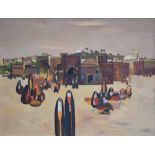 Ismael Al-Sheikhly (Iraqi, 1924-2002), Al-badiya (The Desert), signed and dated 1977, oil on canvas,