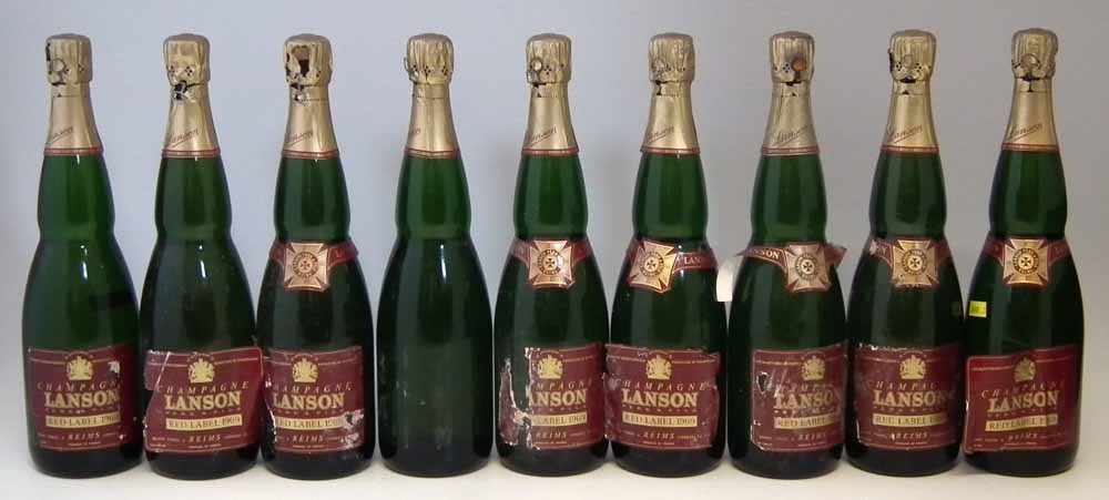 Nine bottles of Lanson Pere and Fils Red Label Champagne 1969, (9) Condition report: Most with - Image 8 of 11