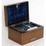 Rosewood toiletry box mid 19th century, with brass edging the fitted interior of glass boxes with