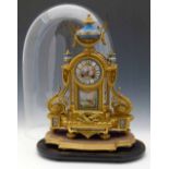 Napoleon III gilt brass and porcelain mantel clock, after 1855, retailed by S Wartenberg, Paris, the