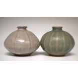 Katherine Pleydell-Bouverie (1895-1985) two small squat vases, impressed monograms (2) 6.5cm high